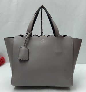 Kate Spade Gray Leather Double Handles Zipper Closure Satchel Bag